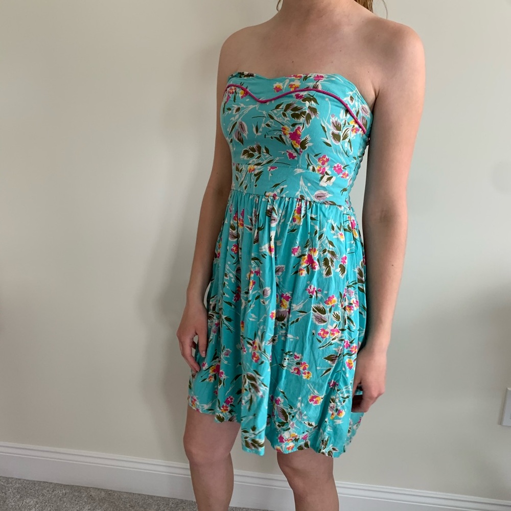 Teal Strapless Sundress